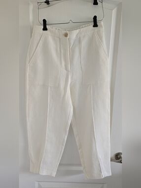 Zara White Cropped Ankle Pants